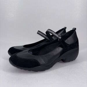 Skechers Mary Jane Wedge Heel Loafers Women's US 8.5/EU 38.5 Black Suede Leather